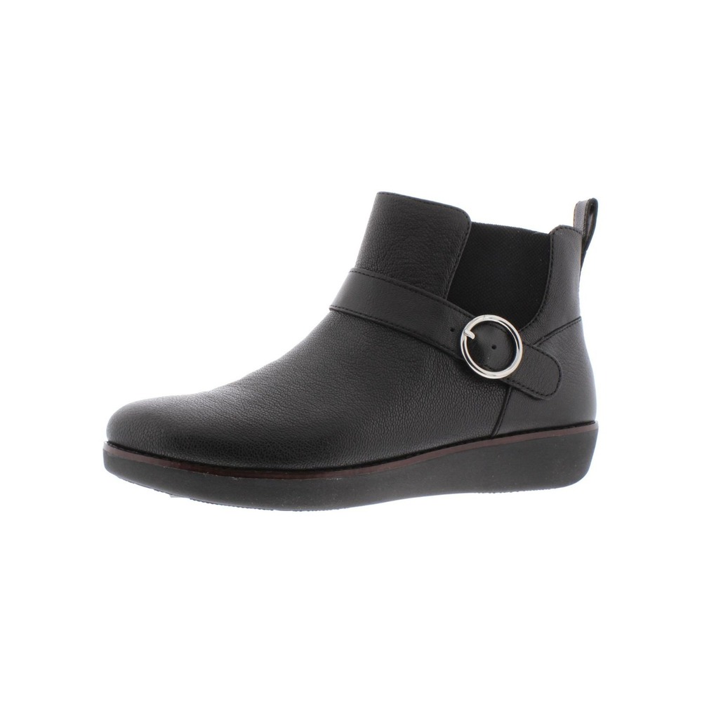 FitFlop Bria Buckle Leather Chelsea Boots Black Size 11 Womens SuperComff Ankle